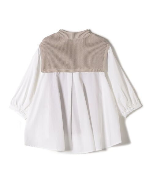 SHIPS(シップス)の「ニットコンビ7分袖シャツ(シャツ/ブラウス・レディース・ライトグレー/ネイビー・ONE SIZE)」の6枚目の写真