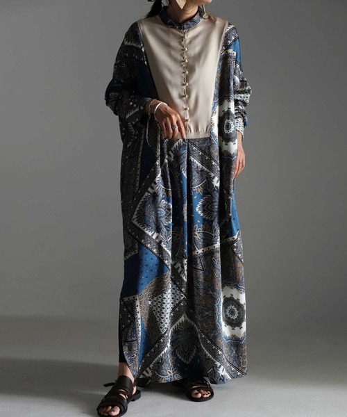 antiqua（アンティカ）の「ペイズリー柄ワンピース（ワンピース・レディース・ブルー系その他/イエロー・FREE）」の6枚目の写真