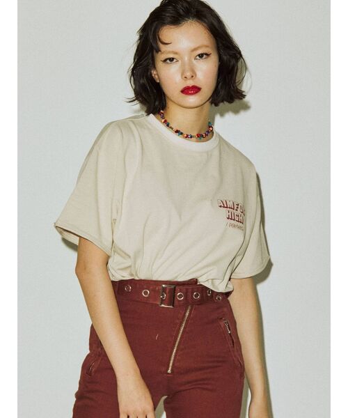 jouetie（ジュエティ）の「クラックロゴTシャツ（Tシャツ/カットソー・レディース・オフホワイト/ボルドー/ブラック・MEDIUM）」の6枚目の写真