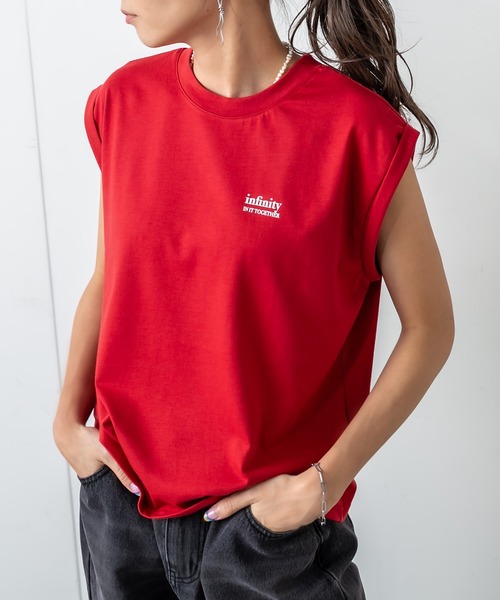 RASVOA（ラスボア）の「ノースリクロップドＴ（Tシャツ/カットソー・レディース・ブラック/レッド/オフホワイト・FREE）」の3枚目の写真