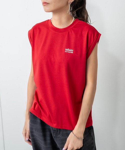 RASVOA（ラスボア）の「ノースリクロップドＴ（Tシャツ/カットソー・レディース・ブラック/レッド/オフホワイト・FREE）」の13枚目の写真