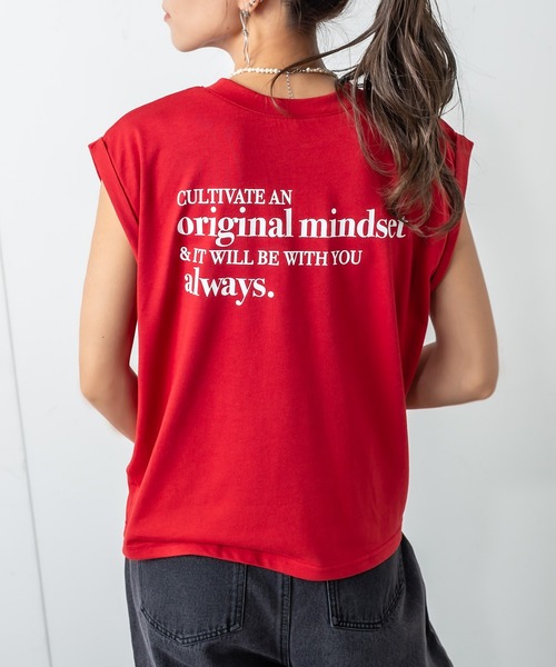 RASVOA（ラスボア）の「ノースリクロップドＴ（Tシャツ/カットソー・レディース・ブラック/レッド/オフホワイト・FREE）」の14枚目の写真