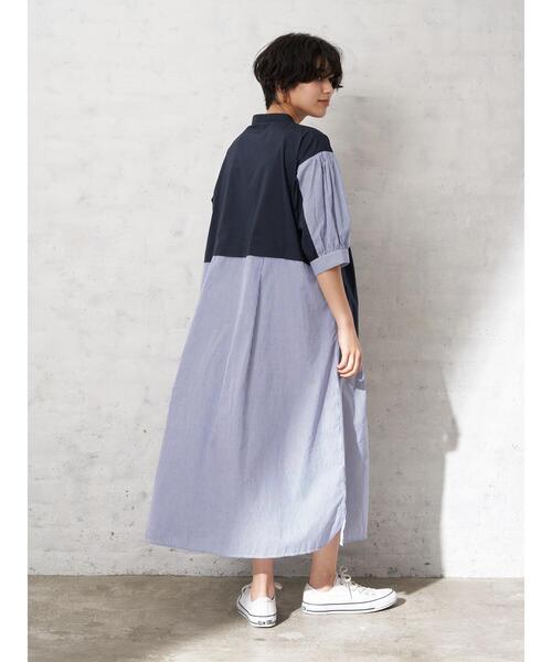 Editt by YECCA VECCA（エディットバイイェッカヴェッカ）の「・ストライプ切替デザインワンピース＊（ワンピース・レディース・ネイビー/カーキ・FREE）」の22枚目の写真