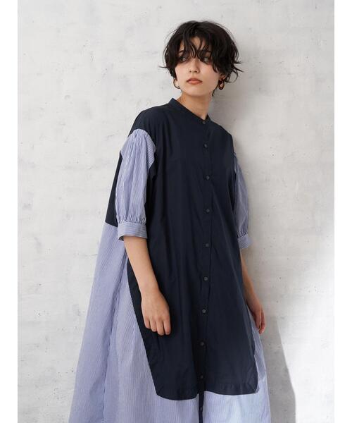 Editt by YECCA VECCA（エディットバイイェッカヴェッカ）の「・ストライプ切替デザインワンピース＊（ワンピース・レディース・ネイビー/カーキ・FREE）」の17枚目の写真