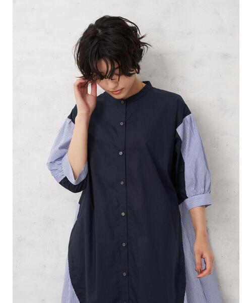 Editt by YECCA VECCA（エディットバイイェッカヴェッカ）の「・ストライプ切替デザインワンピース＊（ワンピース・レディース・ネイビー/カーキ・FREE）」の16枚目の写真