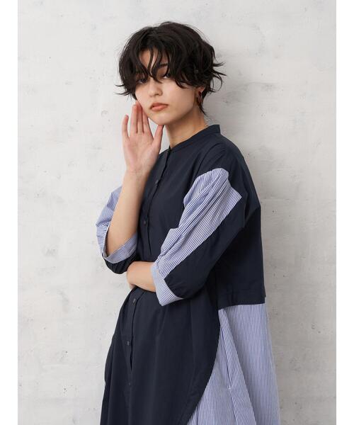 Editt by YECCA VECCA（エディットバイイェッカヴェッカ）の「・ストライプ切替デザインワンピース＊（ワンピース・レディース・ネイビー/カーキ・FREE）」の15枚目の写真