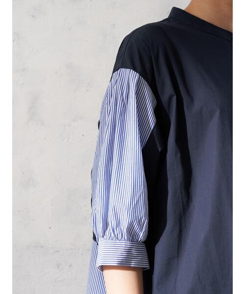 Editt by YECCA VECCA（エディットバイイェッカヴェッカ）の「・ストライプ切替デザインワンピース＊（ワンピース・レディース・ネイビー/カーキ・FREE）」の12枚目の写真