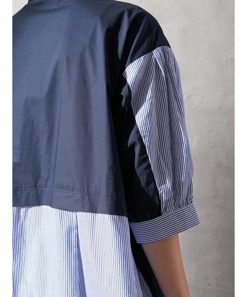 Editt by YECCA VECCA（エディットバイイェッカヴェッカ）の「・ストライプ切替デザインワンピース＊（ワンピース・レディース・ネイビー/カーキ・FREE）」の11枚目の写真