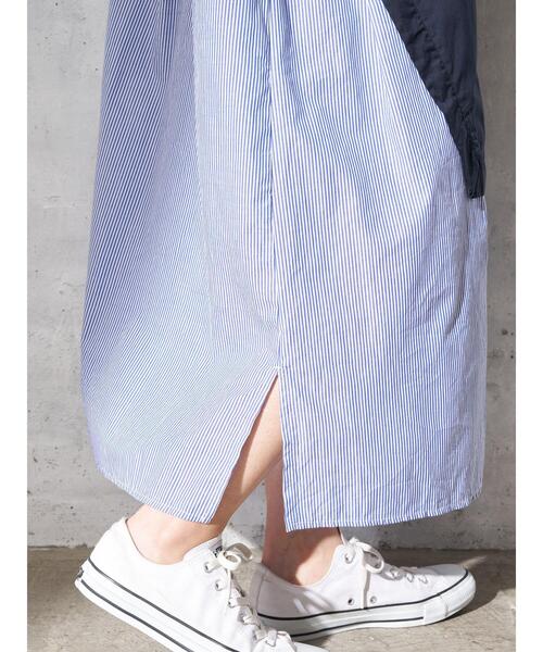 Editt by YECCA VECCA（エディットバイイェッカヴェッカ）の「・ストライプ切替デザインワンピース＊（ワンピース・レディース・ネイビー/カーキ・FREE）」の9枚目の写真