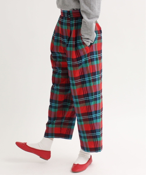 CHILD WOMAN（チャイルドウーマン）の「Cu/Coマドラスチェック パンツ（その他パンツ・レディース・レッド・38/36）」の2枚目の写真