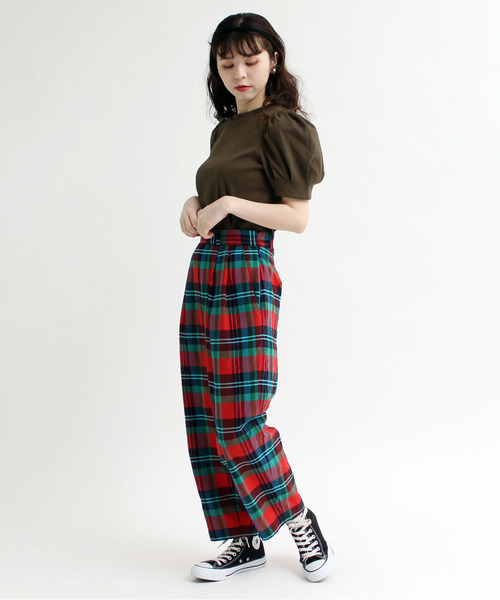 CHILD WOMAN（チャイルドウーマン）の「Cu/Coマドラスチェック パンツ（その他パンツ・レディース・レッド・38/36）」の9枚目の写真