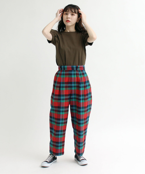 CHILD WOMAN（チャイルドウーマン）の「Cu/Coマドラスチェック パンツ（その他パンツ・レディース・レッド・38/36）」の10枚目の写真