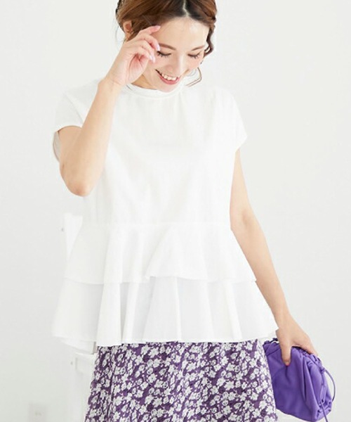 M y u(ミュー)の「裾2段フリルT(Tシャツ/カットソー・レディース・ホワイト/ブラック/ピンク/レモンイエロー・FREE)」の17枚目の写真