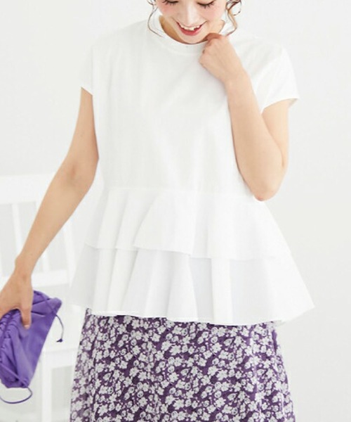M y u(ミュー)の「裾2段フリルT(Tシャツ/カットソー・レディース・ホワイト/ブラック/ピンク/レモンイエロー・FREE)」の8枚目の写真
