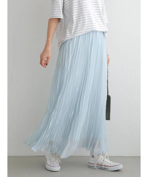 AMERICAN HOLIC（アメリカンホリック）の「丈違いシャイニープリーツスカート（スカート・レディース・ライトグレー/ベージュ/サックスブルー・M/L）」の22枚目の写真