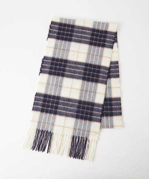 Johnstons of Elgin（ジョンストンズオブエルガン）の「＜JOHNSTONS（ジョンストンズ）＞カシミヤ チェック マフラー -ユニセックス-（マフラー・メンズ・レッド/イエロー/ナチュラル/コバルトブルー・FREE）」の2枚目の写真