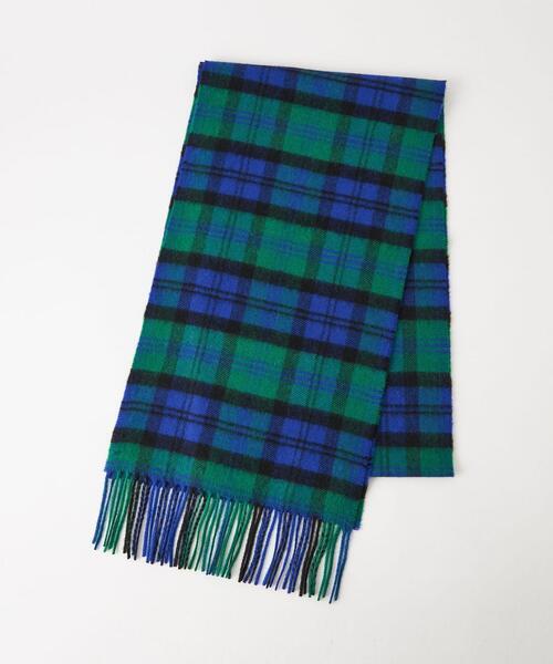 Johnstons of Elgin（ジョンストンズオブエルガン）の「＜JOHNSTONS（ジョンストンズ）＞カシミヤ チェック マフラー -ユニセックス-（マフラー・メンズ・レッド/イエロー/ナチュラル/コバルトブルー・FREE）」の5枚目の写真