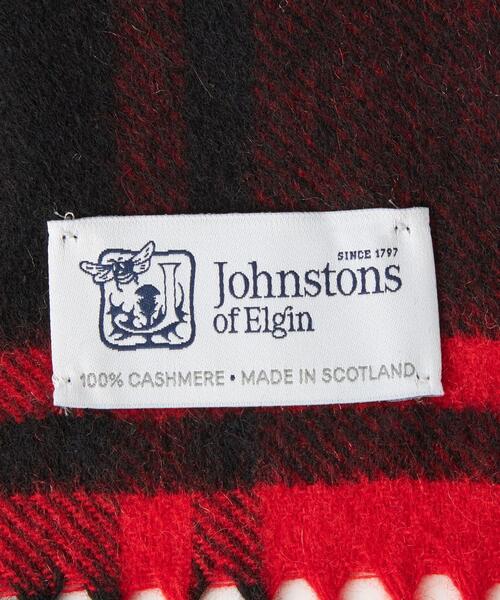 Johnstons of Elgin（ジョンストンズオブエルガン）の「＜JOHNSTONS（ジョンストンズ）＞カシミヤ チェック マフラー -ユニセックス-（マフラー・メンズ・レッド/イエロー/ナチュラル/コバルトブルー・FREE）」の8枚目の写真