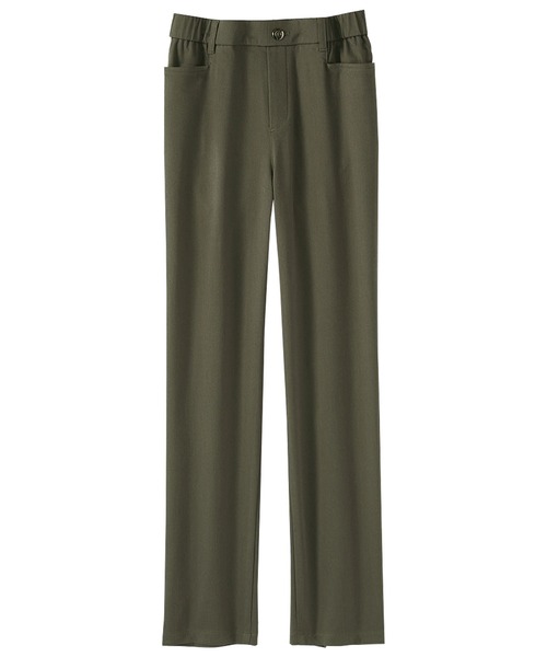 BELLUNA PLUS(ベルーナ)の「綿混ツイルストレッチゆったり楽々パンツ 股下70㎝(その他パンツ・レディース・ブラック/ベージュ/パープル系その他/ダークカーキ・SMALL/MEDIUM/LARGE/X-LARGE)」の1枚目の写真