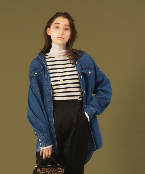 Rouge vif（ルージュヴィフ）の「デニムビックシャツ（シャツ/ブラウス・レディース・インディゴブルー/アイボリー・フリー）」の2枚目の写真