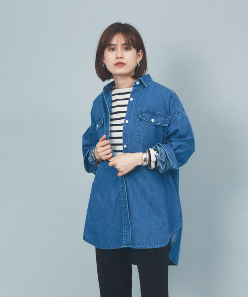 Rouge vif（ルージュヴィフ）の「デニムビックシャツ（シャツ/ブラウス・レディース・インディゴブルー/アイボリー・フリー）」の6枚目の写真