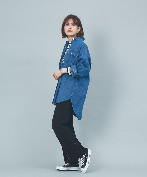 Rouge vif（ルージュヴィフ）の「デニムビックシャツ（シャツ/ブラウス・レディース・インディゴブルー/アイボリー・フリー）」の7枚目の写真