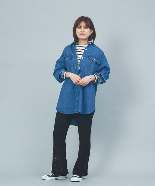 Rouge vif（ルージュヴィフ）の「デニムビックシャツ（シャツ/ブラウス・レディース・インディゴブルー/アイボリー・フリー）」の8枚目の写真