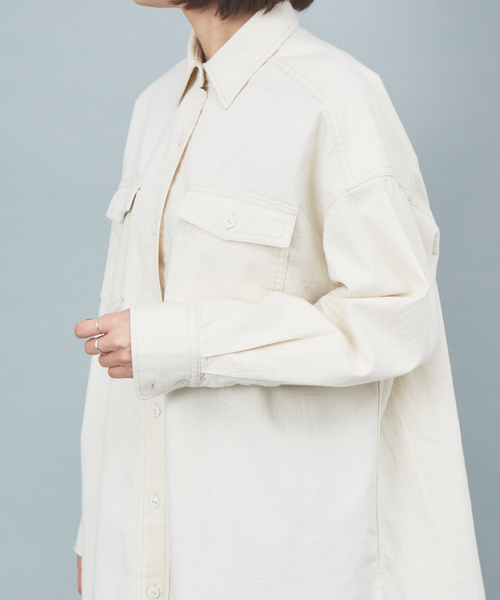 Rouge vif（ルージュヴィフ）の「デニムビックシャツ（シャツ/ブラウス・レディース・インディゴブルー/アイボリー・フリー）」の12枚目の写真