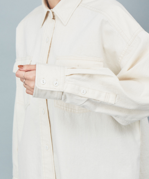 Rouge vif（ルージュヴィフ）の「デニムビックシャツ（シャツ/ブラウス・レディース・インディゴブルー/アイボリー・フリー）」の14枚目の写真