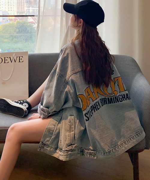 meJane（ミージェーン）の「ビッグシルエットバックロゴ刺繍Ｇジャン【ZOZOTOWN限定】（デニムジャケット・レディース・ブルー・FREE）」の3枚目の写真