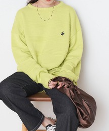 BEVERLY HILLS POLO CLUB/ビバリーヒルズポロクラブ ガーター編みオーバーサイズクルーネックニット