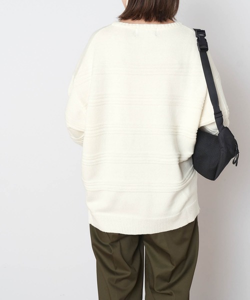 BEVERLY HILLS POLO CLUB（ビバリーヒルズポロクラブ）の「BEVERLY HILLS POLO CLUB/ビバリーヒルズポロクラブ ガーター編みオーバーサイズクルーネックニット（ニット/セーター・レディース・ベージュ/オフホワイト/グリーン/ブルー・M/L）」の7枚目の写真