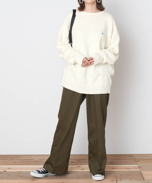 BEVERLY HILLS POLO CLUB（ビバリーヒルズポロクラブ）の「BEVERLY HILLS POLO CLUB/ビバリーヒルズポロクラブ ガーター編みオーバーサイズクルーネックニット（ニット/セーター・レディース・ベージュ/オフホワイト/グリーン/ブルー・M/L）」の8枚目の写真
