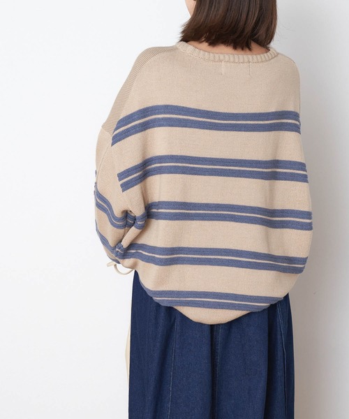 BEVERLY HILLS POLO CLUB（ビバリーヒルズポロクラブ）の「BEVERLY HILLS POLO CLUB/ビバリーヒルズポロクラブ ガーター編みオーバーサイズクルーネックニット（ニット/セーター・レディース・ベージュ/オフホワイト/グリーン/ブルー・M/L）」の11枚目の写真