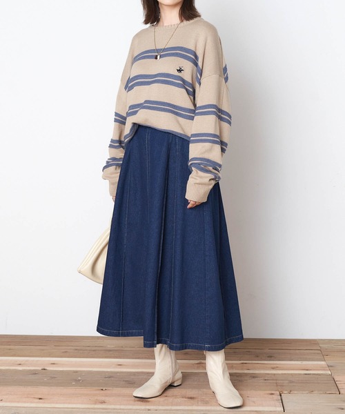 BEVERLY HILLS POLO CLUB（ビバリーヒルズポロクラブ）の「BEVERLY HILLS POLO CLUB/ビバリーヒルズポロクラブ ガーター編みオーバーサイズクルーネックニット（ニット/セーター・レディース・ベージュ/オフホワイト/グリーン/ブルー・M/L）」の12枚目の写真