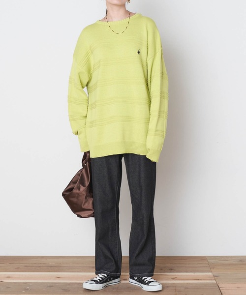 BEVERLY HILLS POLO CLUB（ビバリーヒルズポロクラブ）の「BEVERLY HILLS POLO CLUB/ビバリーヒルズポロクラブ ガーター編みオーバーサイズクルーネックニット（ニット/セーター・レディース・ベージュ/オフホワイト/グリーン/ブルー・M/L）」の16枚目の写真