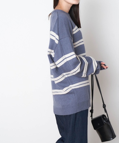 BEVERLY HILLS POLO CLUB（ビバリーヒルズポロクラブ）の「BEVERLY HILLS POLO CLUB/ビバリーヒルズポロクラブ ガーター編みオーバーサイズクルーネックニット（ニット/セーター・レディース・ベージュ/オフホワイト/グリーン/ブルー・M/L）」の18枚目の写真