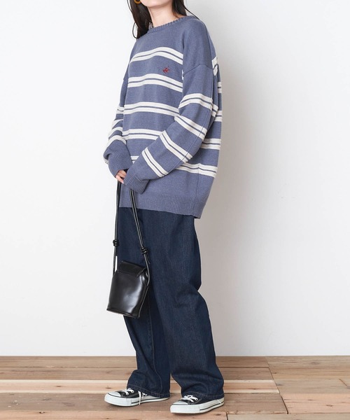 BEVERLY HILLS POLO CLUB（ビバリーヒルズポロクラブ）の「BEVERLY HILLS POLO CLUB/ビバリーヒルズポロクラブ ガーター編みオーバーサイズクルーネックニット（ニット/セーター・レディース・ベージュ/オフホワイト/グリーン/ブルー・M/L）」の20枚目の写真