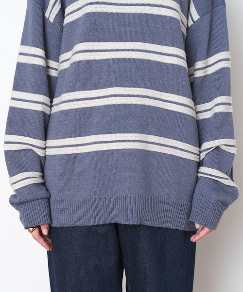 BEVERLY HILLS POLO CLUB（ビバリーヒルズポロクラブ）の「BEVERLY HILLS POLO CLUB/ビバリーヒルズポロクラブ ガーター編みオーバーサイズクルーネックニット（ニット/セーター・レディース・ベージュ/オフホワイト/グリーン/ブルー・M/L）」の21枚目の写真