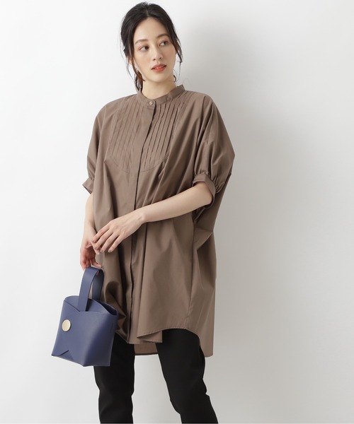 NATURAL BEAUTY BASIC（ナチュラルビューティーベーシック）の「チュニックシャツブラウス（シャツ/ブラウス・レディース・ブラウン/オフホワイト/ブルー・SMALL/MEDIUM）」の8枚目の写真