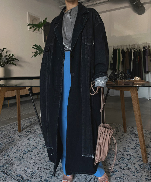 デニムジャケット FAKE LAYERED DENIM LONG COAT