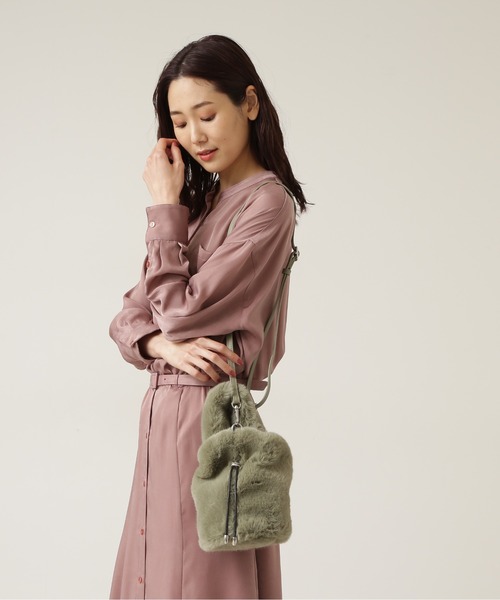 NATURAL BEAUTY BASIC（ナチュラルビューティーベーシック）の「フェイクファードロストショルダー/0171282973（ショルダーバッグ・レディース・ライトグリーン/ラベンダー・ﾌﾘ-）」の9枚目の写真