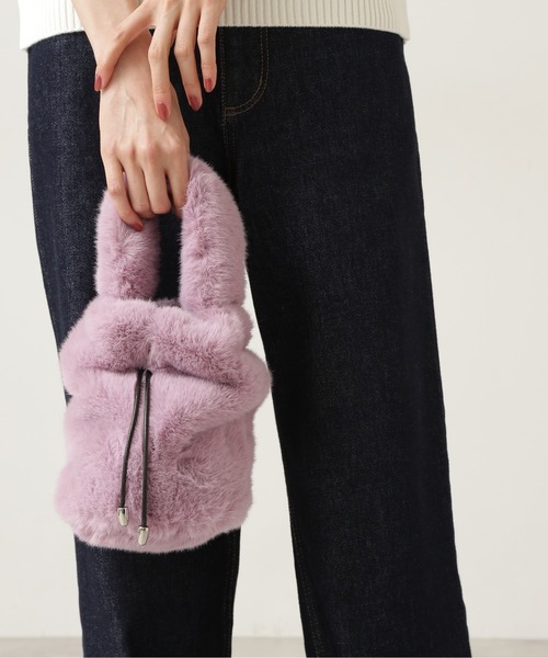 NATURAL BEAUTY BASIC（ナチュラルビューティーベーシック）の「フェイクファードロストショルダー/0171282973（ショルダーバッグ・レディース・ライトグリーン/ラベンダー・ﾌﾘ-）」の3枚目の写真