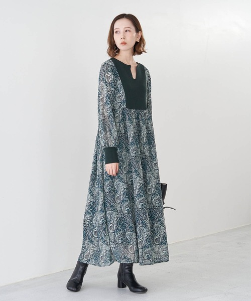 ROPE' PICNIC(ロペピクニック)の「【emur】リブパーツプリントワンピース(ワンピース・レディース・ブラック/グリーン・38)」の11枚目の写真