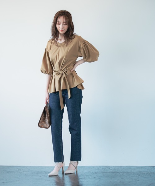 Andemiu（アンデミュウ）の「バルーンスリーブフレアブラウス219033（シャツ/ブラウス・レディース・アイボリー/ブラウン/ベージュ・FREE）」の9枚目の写真