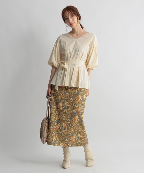 Andemiu（アンデミュウ）の「バルーンスリーブフレアブラウス219033（シャツ/ブラウス・レディース・アイボリー/ブラウン/ベージュ・FREE）」の15枚目の写真