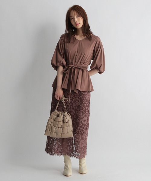 Andemiu（アンデミュウ）の「バルーンスリーブフレアブラウス219033（シャツ/ブラウス・レディース・アイボリー/ブラウン/ベージュ・FREE）」の17枚目の写真