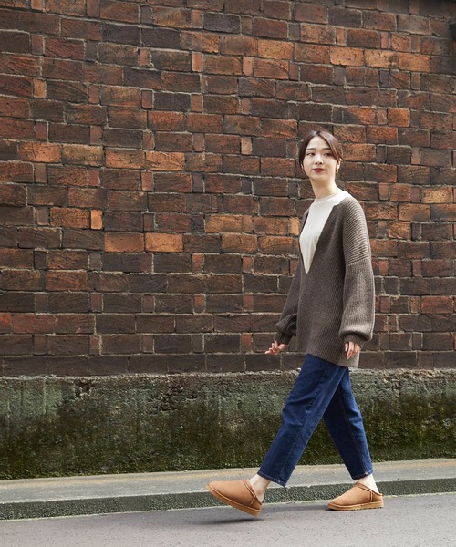 mooimooi(モーイモーイ)の「ショート丈ムートンスリッポン(ブーツ・レディース・ブラック/キャメル/ダークブラウン/チャコールグレー・3L/L/S/4L/LL/M)」の7枚目の写真