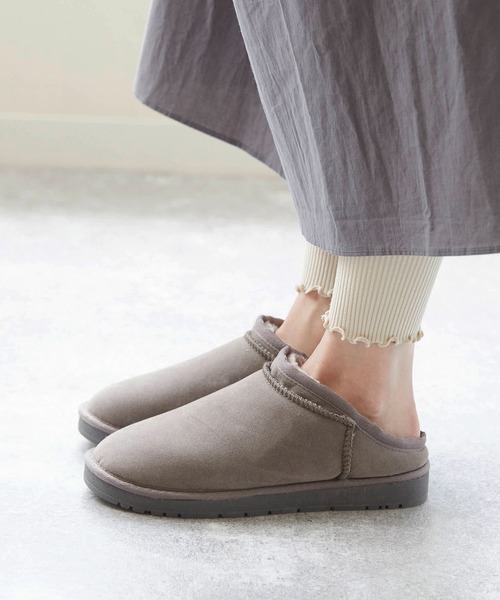 mooimooi(モーイモーイ)の「ショート丈ムートンスリッポン(ブーツ・レディース・ブラック/キャメル/ダークブラウン/チャコールグレー・3L/L/S/4L/LL/M)」の19枚目の写真