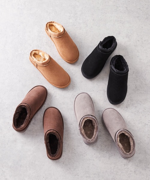 mooimooi(モーイモーイ)の「ショート丈ムートンスリッポン(ブーツ・レディース・ブラック/キャメル/ダークブラウン/チャコールグレー・3L/L/S/4L/LL/M)」の17枚目の写真
